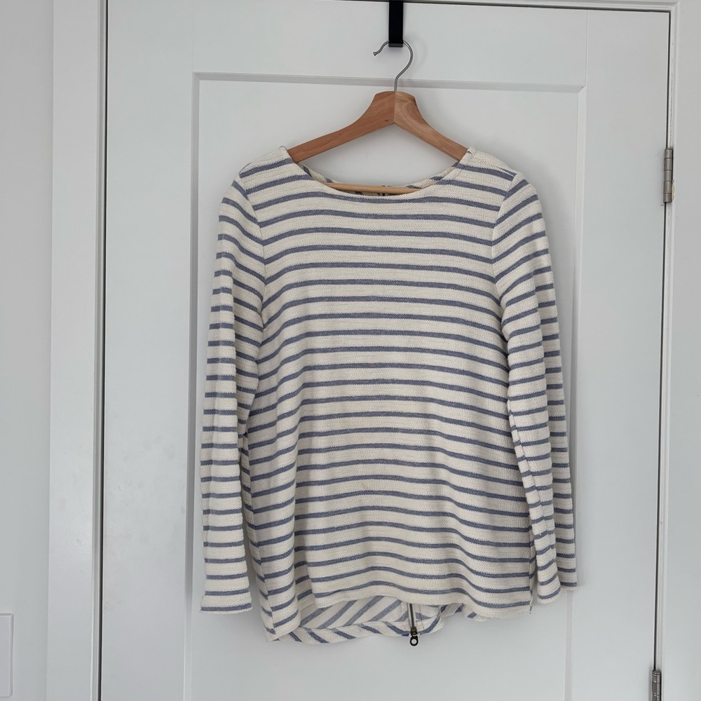 Striped textured long sleeve top